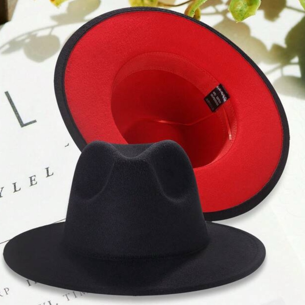 Hat Attack Black and Red Fedora